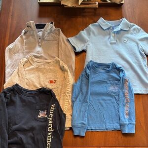 Vineyard Vines Kids Polo and Long Sleeve Set - Blue and Cream
